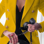 Chic Solid Long Sleeve Buttons Slim Coat