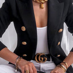 Chic Solid Long Sleeve Buttons Slim Coat