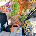 Colorful Unique Print Balloon Sleeve Button Loose Shirt