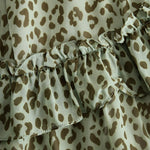 Vintage And Elegant V-neck Ruffled Leopard Print Chiffon Midi Dress