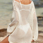 Cutout Knitted Beach Bikini Sun Protection Cover-Up