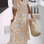 CHRISTINE | Long Summer Dress with Flowing Cut and Elegant Graphic Pattern