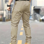 KZZ Men's Solid Color Flap Pocket Zipper Fly Cargo Pants without Belt Accessories