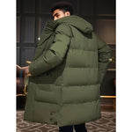 KZZ Men's Thick Winter Warm Coat Plus Size Cold Weather Jacket with Hood Long Sleeve Front Button Design
