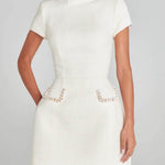 Exquisite And Playful Pearl Trim Pocket Mini Dress