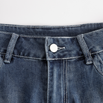 Western Blue Denim Side Tassel Rivet Flared Pants