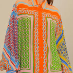 Colorful Unique Print Balloon Sleeve Button Loose Shirt