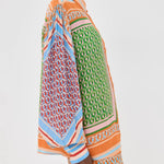 Colorful Unique Print Balloon Sleeve Button Loose Shirt