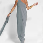 Elegant Solid Color One Shoulder Maxi Dress