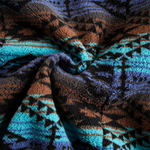Retro Boho Longline Tribal Print Wool Long  Coat