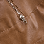 Women's Vintage Lapel Zipper Faux Leather Jacket