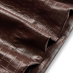 Luxury Fashion Crocodile Pattern Mocha Brown Faux Leather Skirt