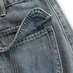 Casual Fashion Gradient Washed Denim Blue Gray Loose Pants