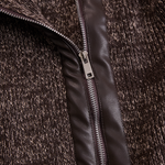 Brown Asymmetrical Zip Ribbed Knit Jacket