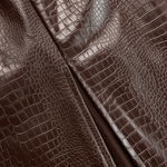 Luxury Fashion Crocodile Pattern Mocha Brown Faux Leather Skirt