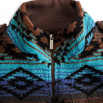 Retro Boho Longline Tribal Print Wool Long  Coat