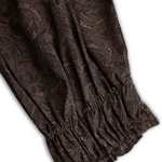 Elegant V-neck Lace Print Mocha Brown Long-sleeved Shirt