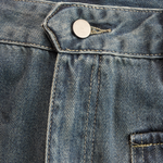 Casual Fashion Gradient Washed Denim Blue Gray Loose Pants
