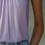 Vintage Pleated Halter Neck Chiffon Blouse