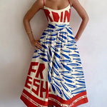 Vintage Sardine Print Suspender Dress