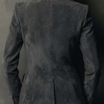 Embossed Floral Eco-Suede Blazer In Charcoal Taupe