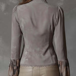 Vintage Patchwork Eco-Suede Blouse With Lace And Floral Prints