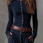 Vintage Patchwork Suede Maxi Dress With Plaid Panels