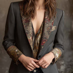 Vintage Floral Print Contrast Blazer
