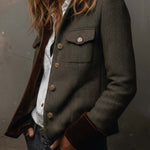 Women’s Vintage Herringbone Contrast Trim Blazer