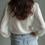 Romantic Ruffled Lace Blouse – Ivory White