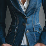 Classic Fitted Denim Jean Jacket With Pockets
