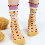 Cartoon Little Red Flower Striped Socks