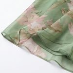 Green Floral Chiffon Halter Maxi Dress