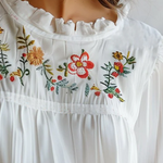 Lace Collar White Embroidered Blouse