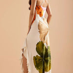 Elegant Exquisite Floral Print One-shoulder Maxi Dress