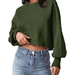 Zeagoo Womens 2024 Fall Crewneck Cropped Sweater
