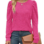 Nadorine Women's Knit Pullover Sweater Soft Puff Long Sleeve Shirt