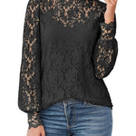 Nadorine Lace Tops  with Separable Camisole Sexy Blouses Shirts 2 PCS Set