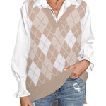 Nadorine Sweater Vest Women Sleeveless V Neck Oversized Pullover