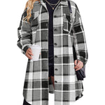 Zeagoo Womens Plus Size Flannel Plaid Button Down Shacket Jacket