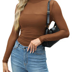 Nadorine Women's Sexy Mock Turtle Neck Long Sleeve Sheer Tops