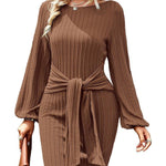 Nadorine Women's Casual Knit Dress Long Sleeve Bodycon Dress