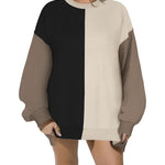 Nadorine Striped Oversized Sweater Color Block Loose Pullover Top