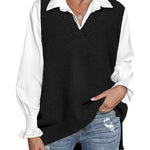 Nadorine Sweater Vest Women Sleeveless V Neck Oversized Pullover