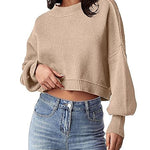 Zeagoo Womens 2024 Fall Crewneck Cropped Sweater