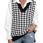 Nadorine Sweater Vest Women Sleeveless V Neck Oversized Pullover