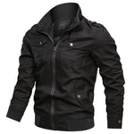 KZZ Men's Pocket Stand Collar Zipper Jacket, Casual Long Sleeve Jacket