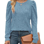 Nadorine Women's Knit Pullover Sweater Soft Puff Long Sleeve Shirt