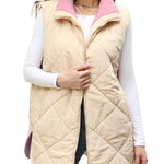 Nadorine Women Fall Reversible Vests Coat Sleeveless Sherpa Fleece Jacket