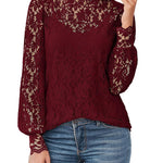 Nadorine Lace Tops  with Separable Camisole Sexy Blouses Shirts 2 PCS Set